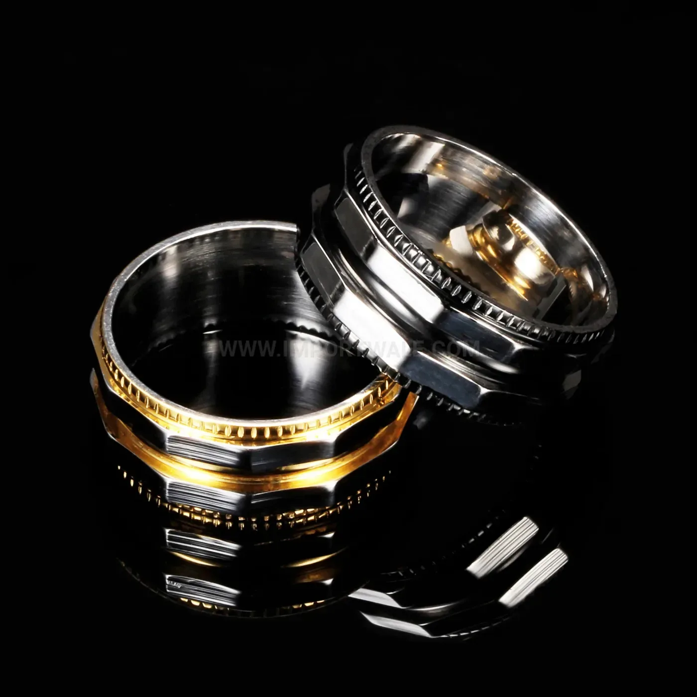 Stylish Textured Edge Geometric Stainless Steel Band Ring