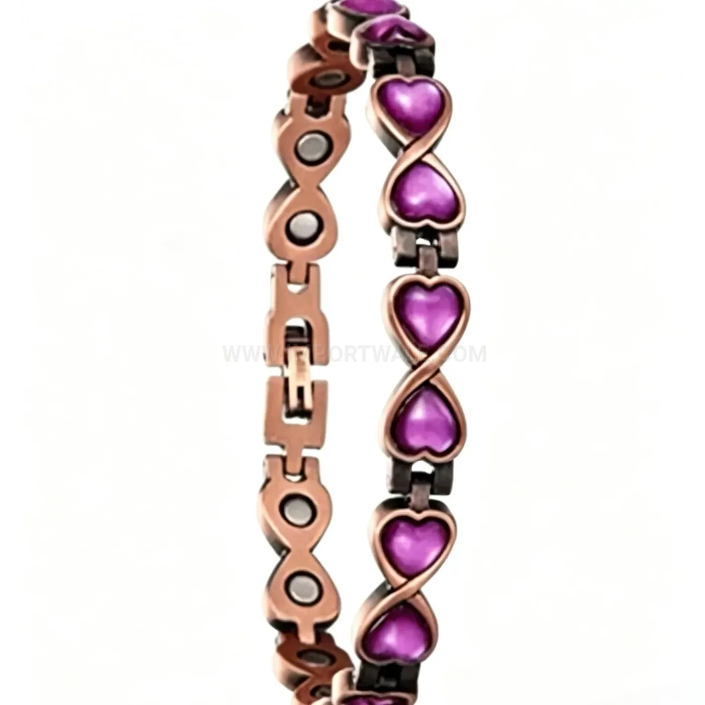 Stylish Vintage Heart Cutout Red Copper Magnetic Energy Bracelet