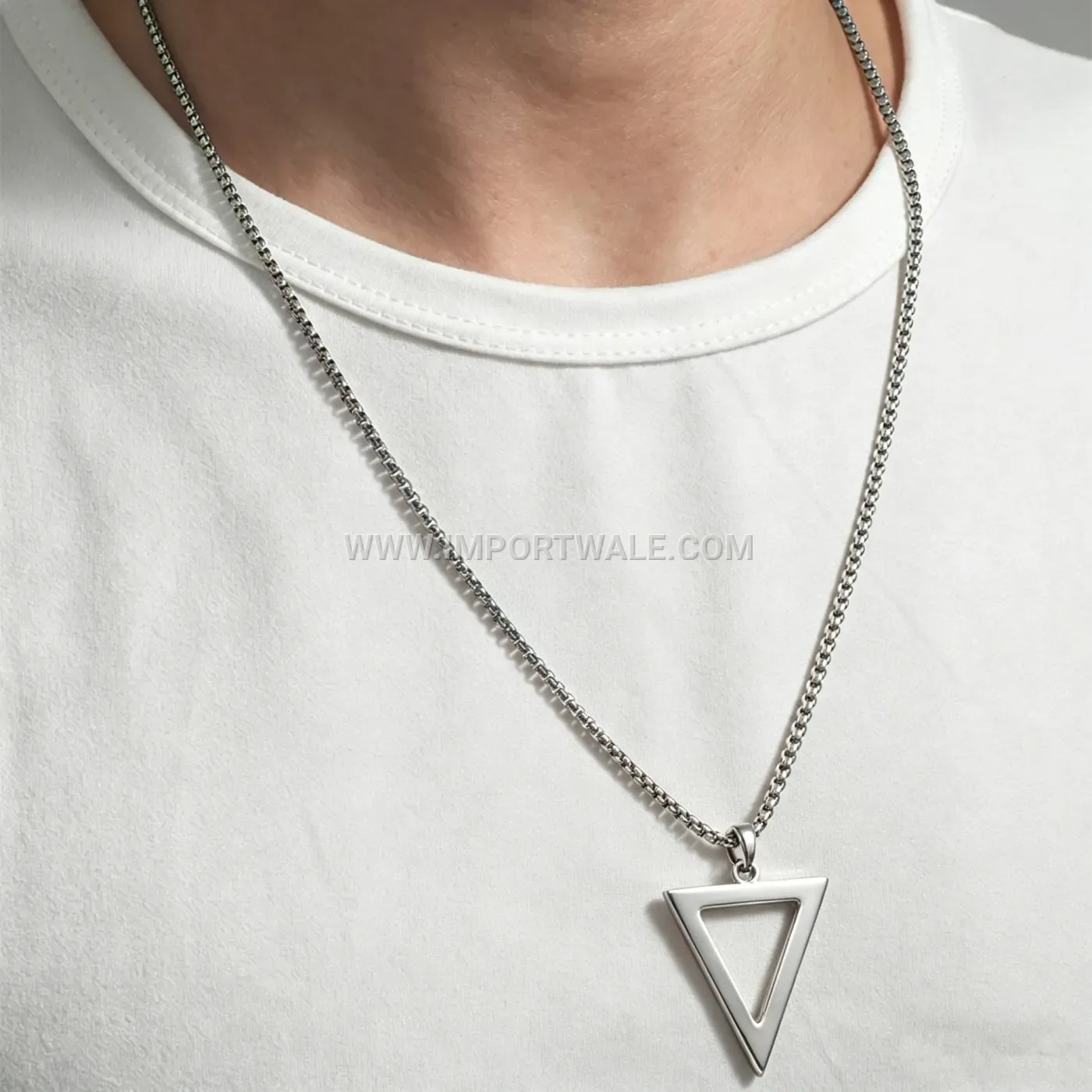 Geometric Triangle Pendant Stainless Steel Men Necklace