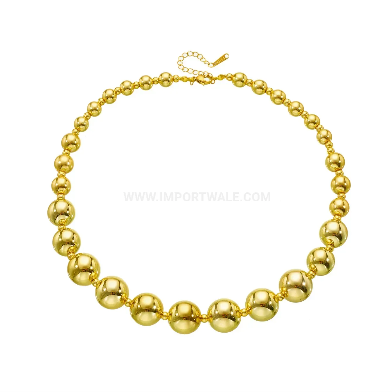 Classic Titanium Steel Bead Pendant Wave Chain Necklace