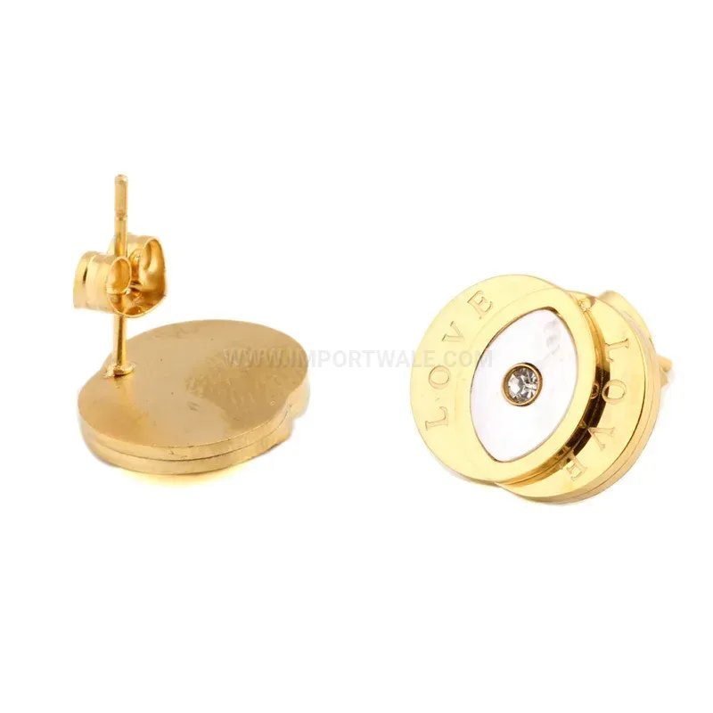 Chic Gold Stainless Steel Evil Eye Shell Inlaid Stud Earrings