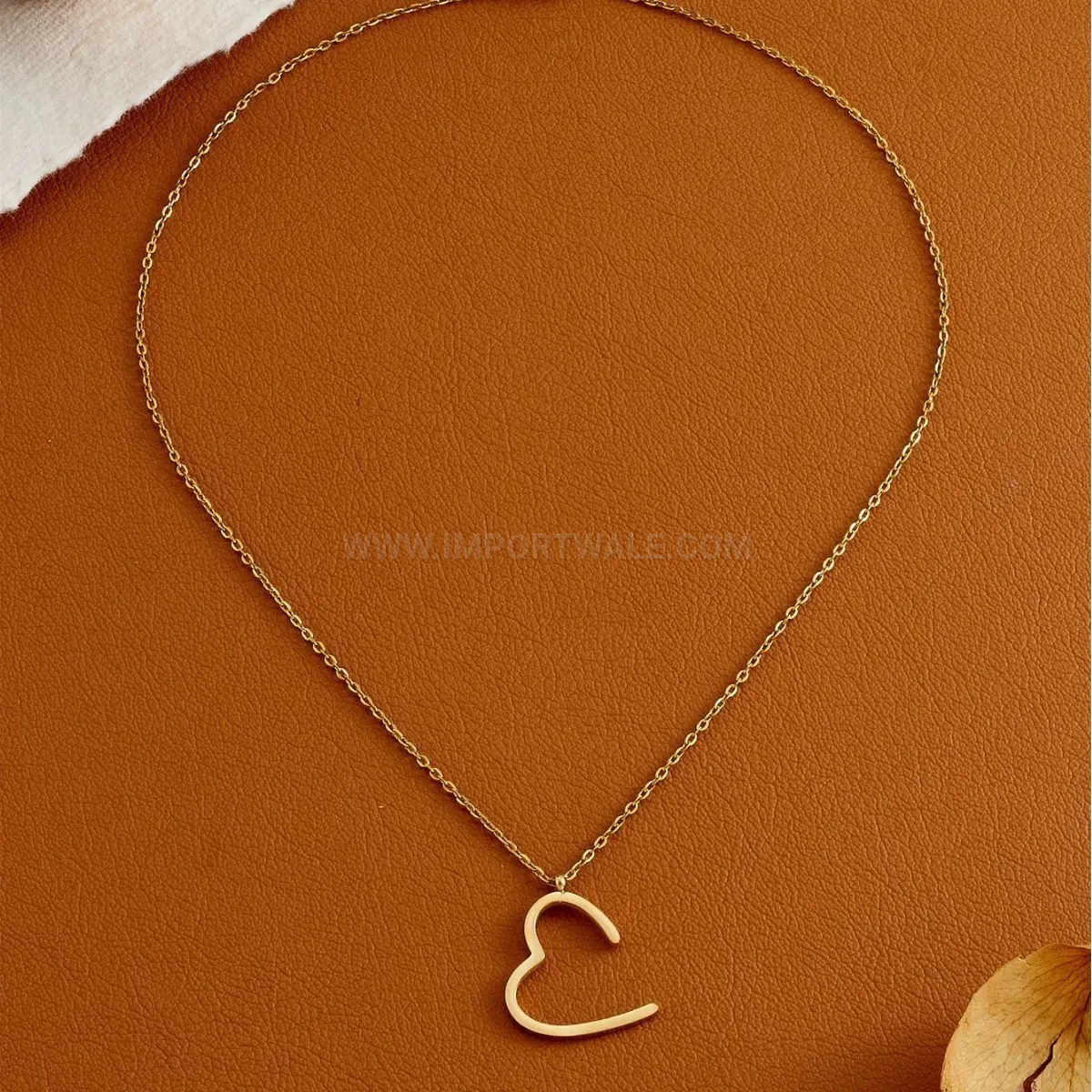 Premium Minimalist Stainless Steel Hollow Geometric Heart Pendant Necklace