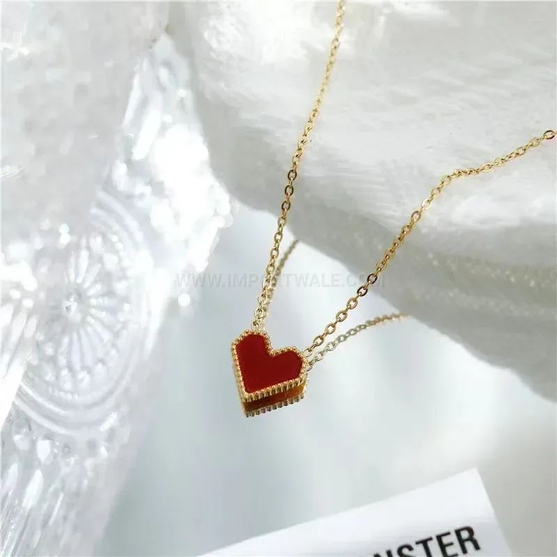 Classic Titanium Steel Heart Shell Pendant Jewelry Set