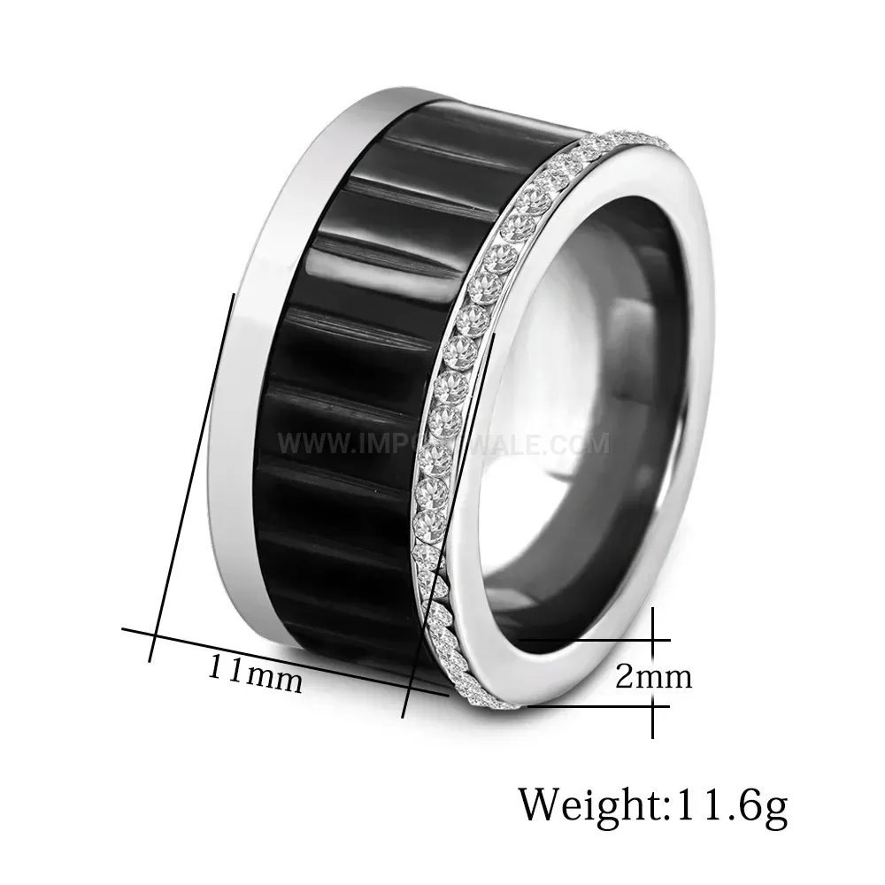 Rotating Stainless Steel Ring with Zirconia Accent