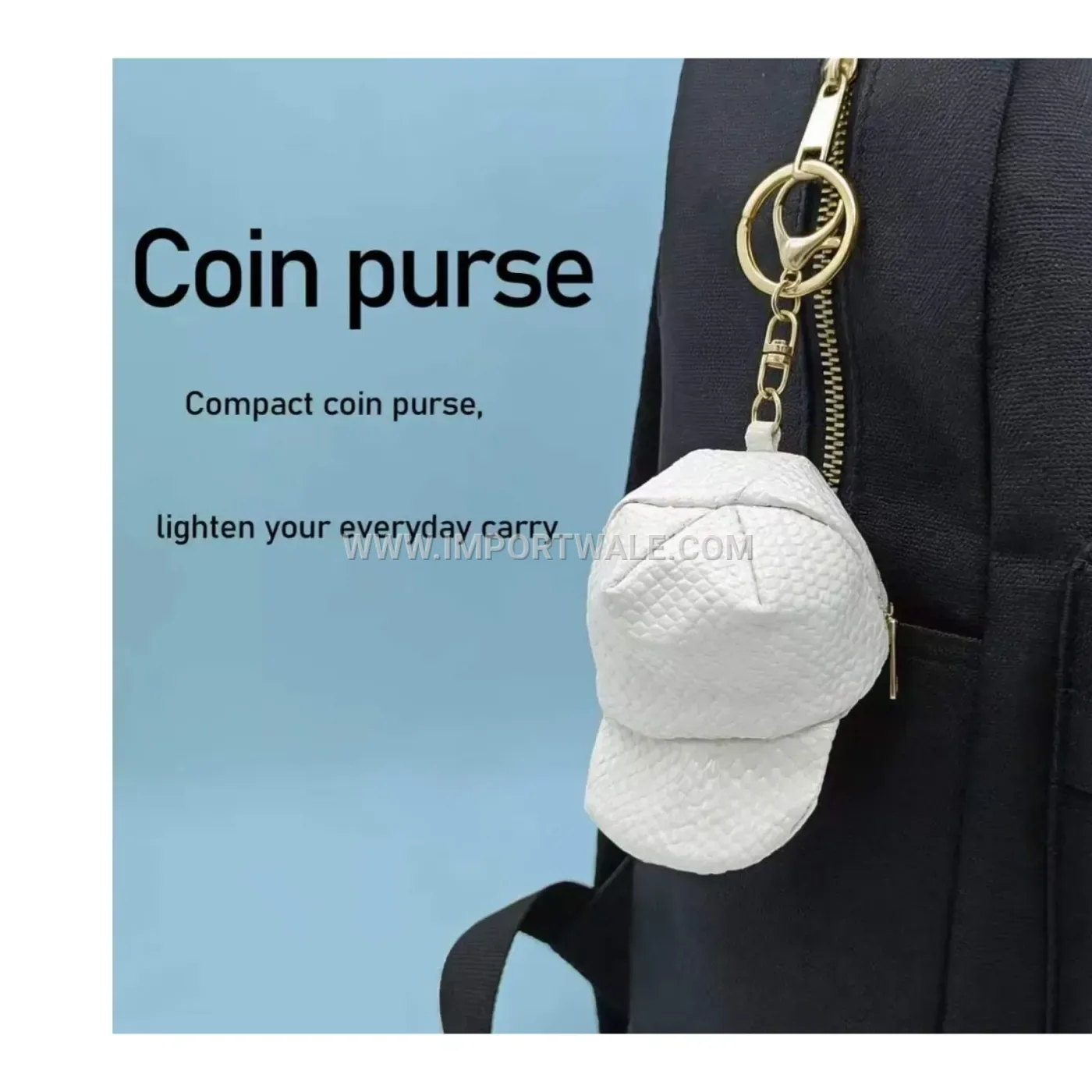 Crocodile Texture Faux Leather Mini Baseball Cap Charm
