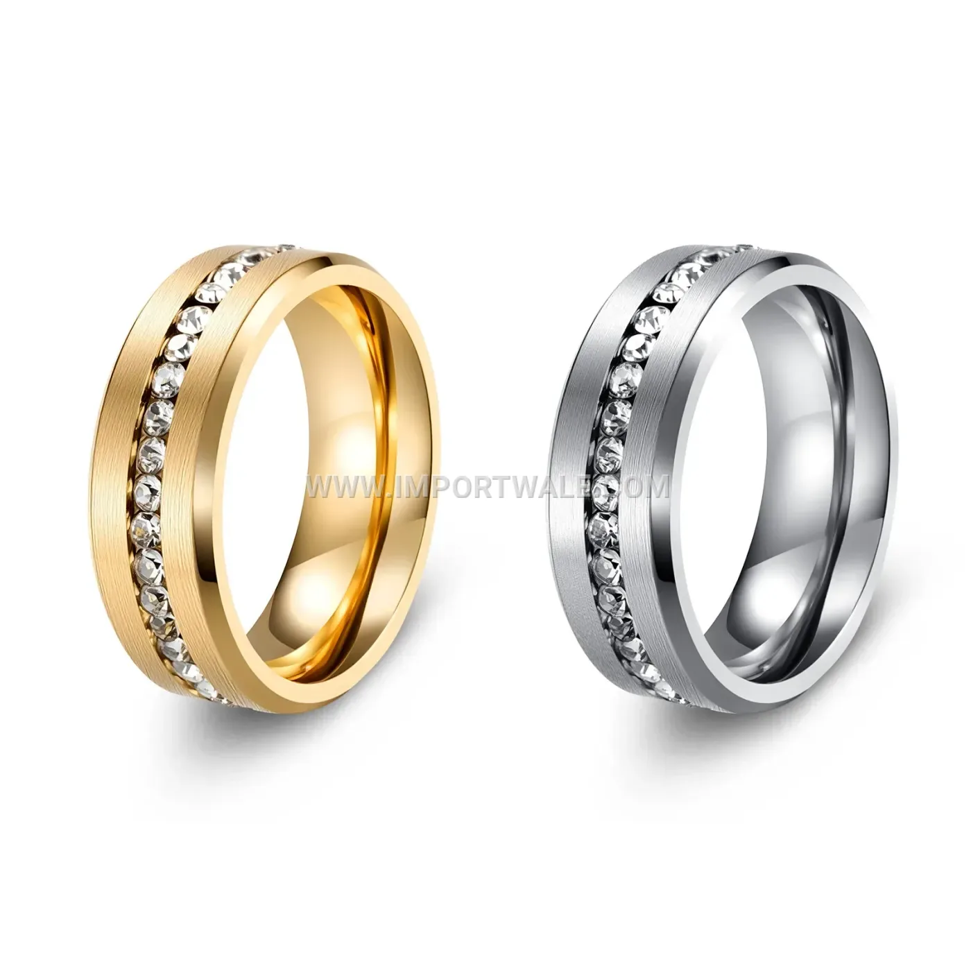 Single Row Cubic Zirconia Stainless Steel Band Ring