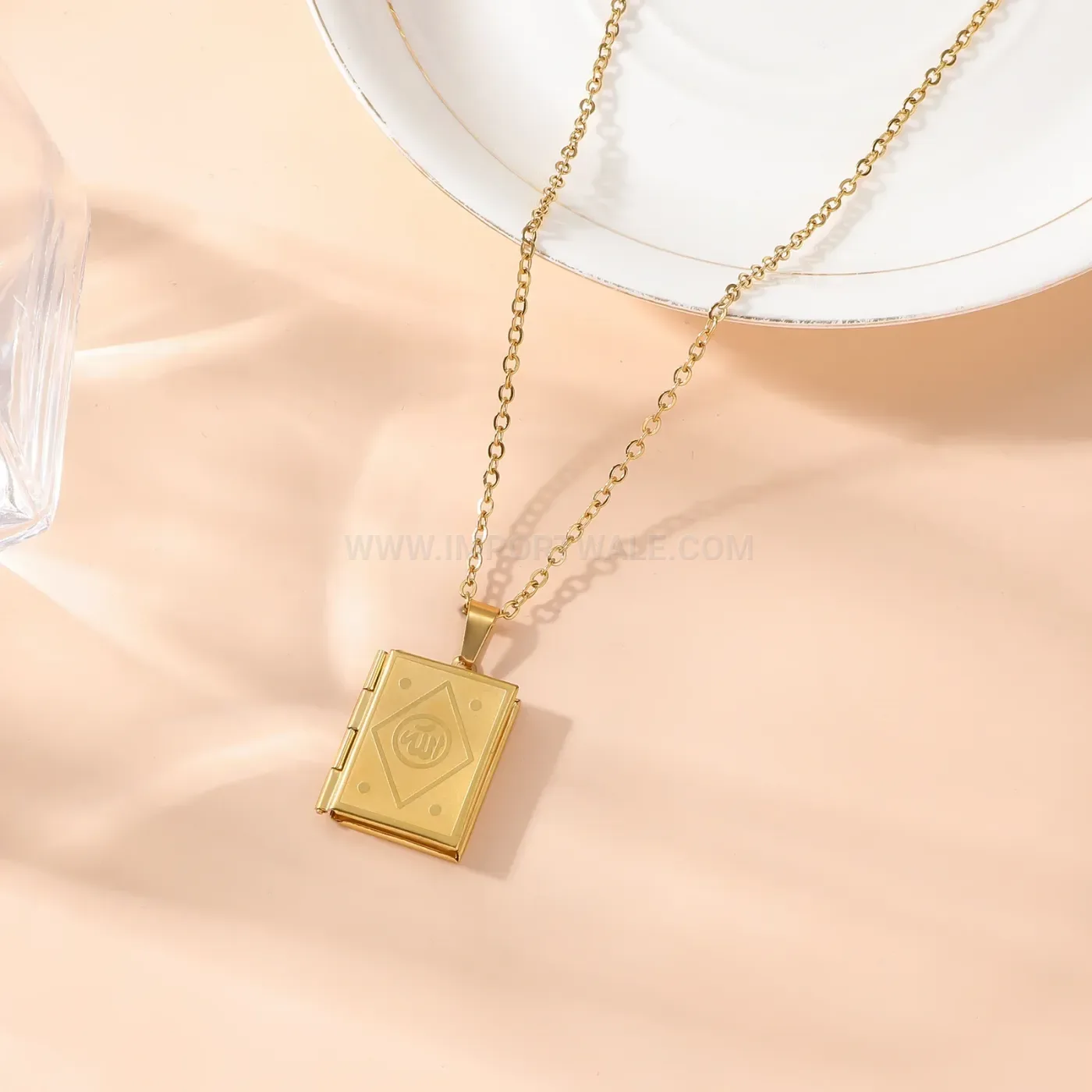 Classic Stainless Steel Arabic Script Heart Calligraphy Pendant Necklace