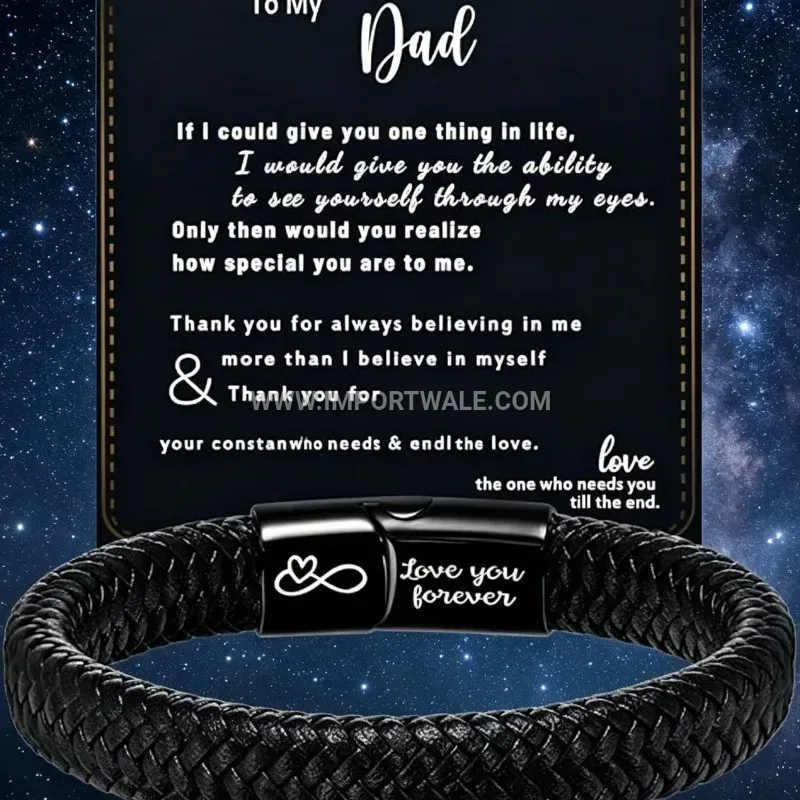 Braided Leather Stainless Steel Magnetic Clasp Gift Bracelet