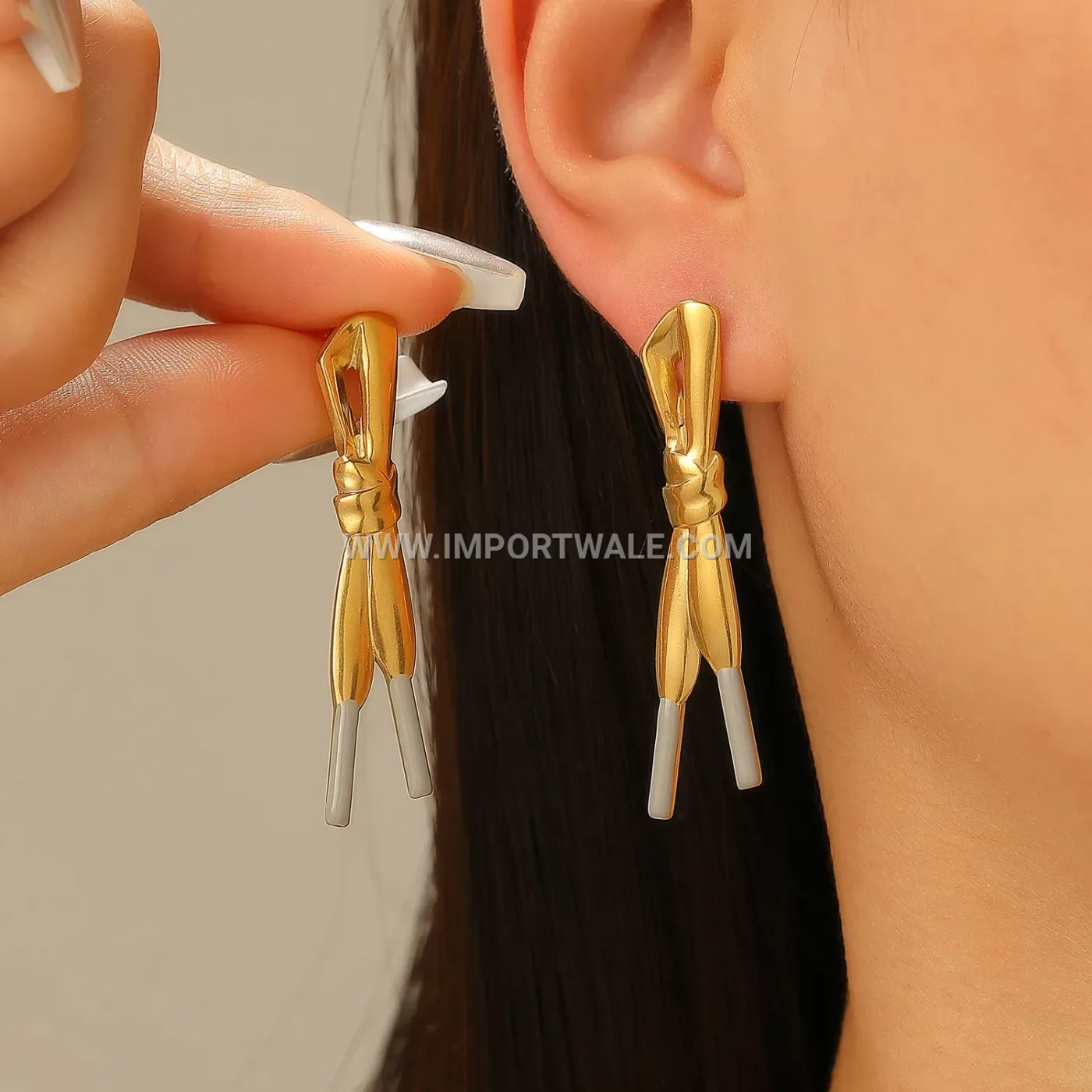 Gold Tone Stainless Steel Statement Stud Earrings for Women
