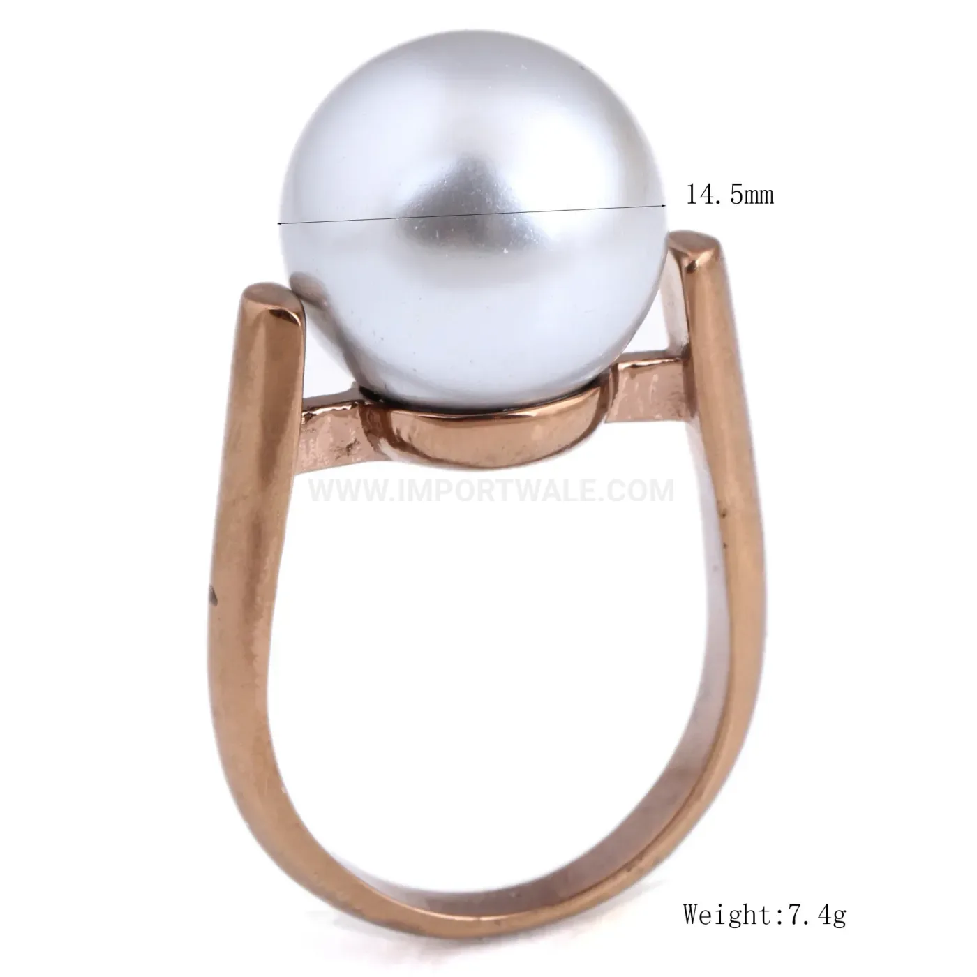 Modern Pearl Embellished Rose Gold Stainless Steel Ring
