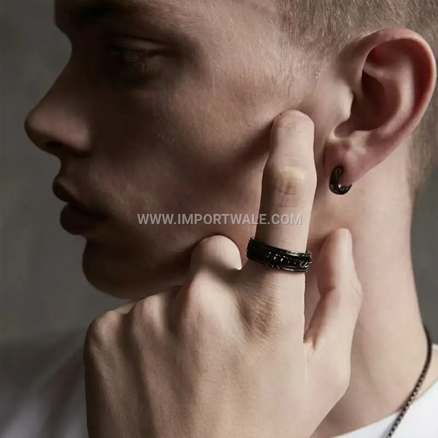 Spinning Center Chain Stainless Steel Band Ring