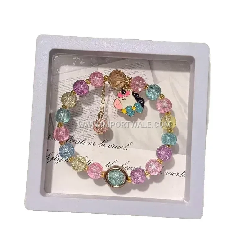 Colorful Beaded Glass Horse Charm Bracelet for Children