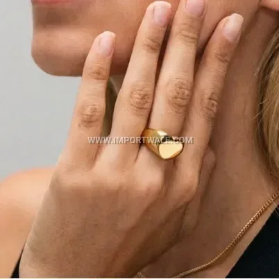 Polished Gold Stainless Steel Geometric Signet Ring
