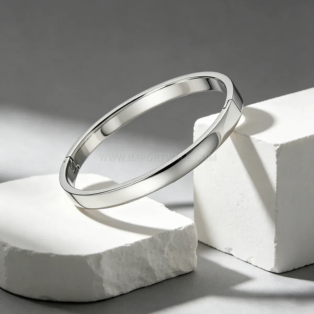 Bold Minimalist Curved Stainless Steel Bangle Bracelet