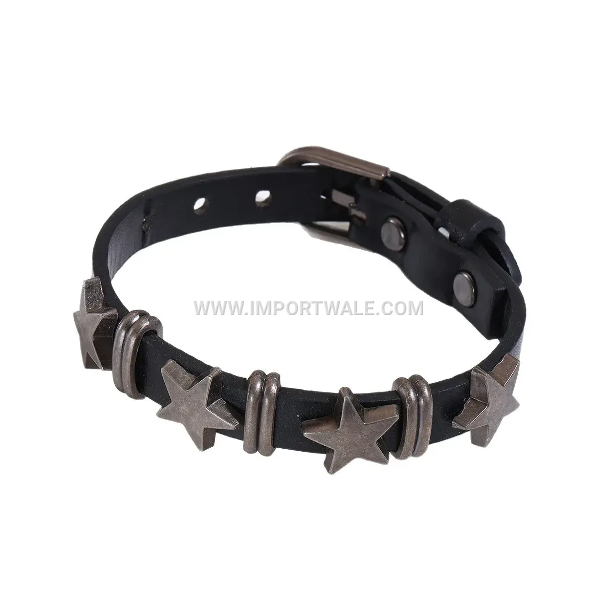 Vintage Rivet Star Adjustable Leather Cuff Bracelet