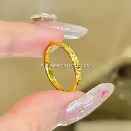 Textured Gold-Plated Copper Ring with Hammered Ripple Finish