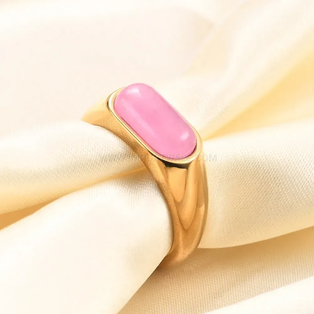 Premium Vintage Style Stainless Steel Natural Gemstone Inlaid Statement Ring
