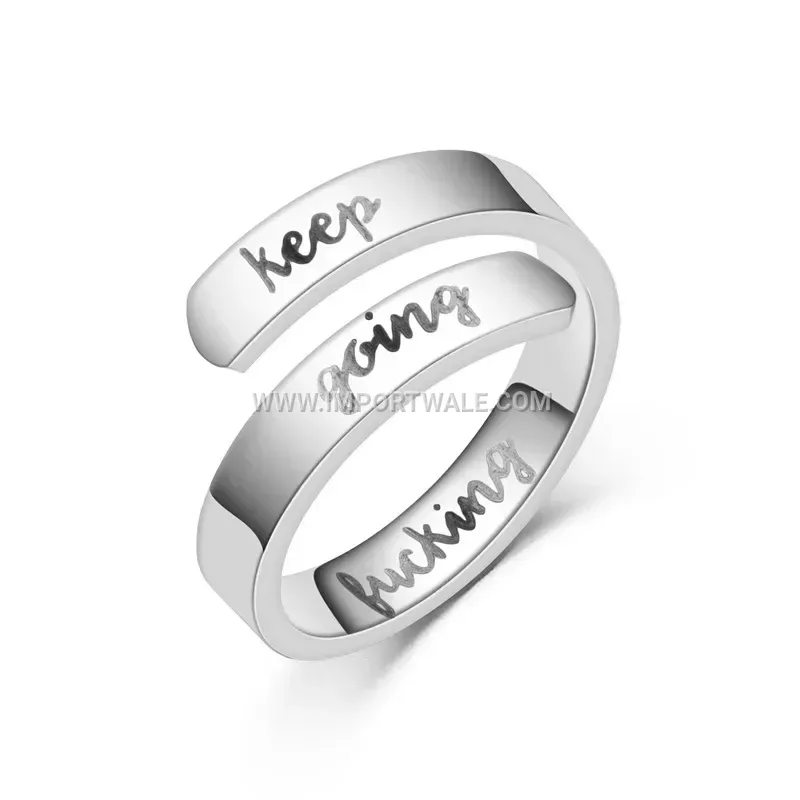 Engraved Stainless Steel Motivational Statement Band Ring