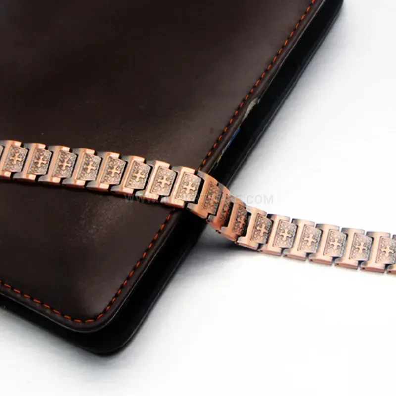 Trendy Men Double Row Neodymium Bio Magnetic Cross Copper Bracelet