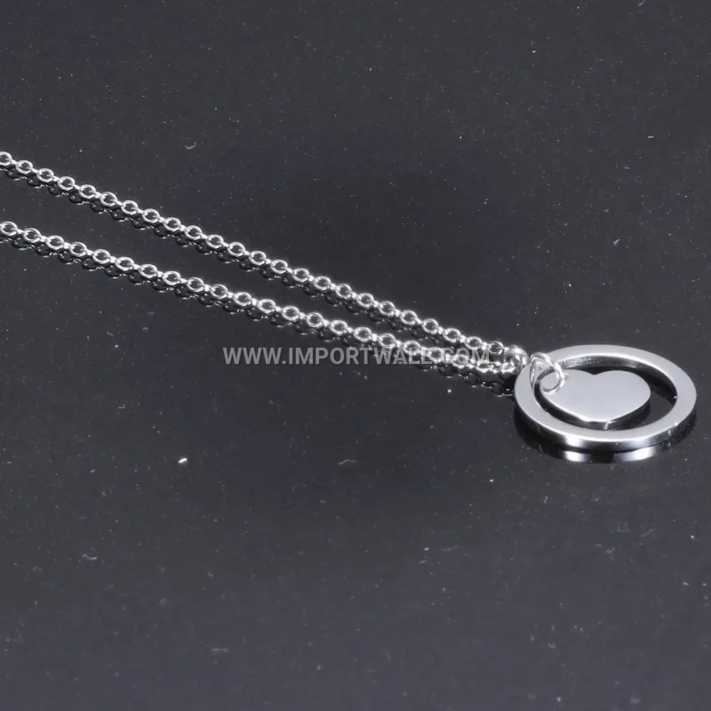 Minimalist Stainless Steel Openwork Heart Initial Pendant Necklace