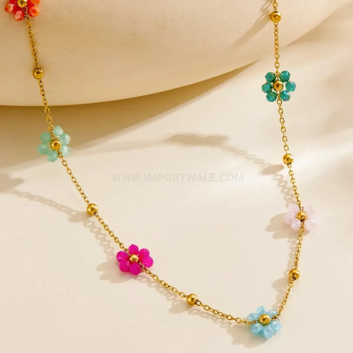 Designer Gold Stainless Steel Floral Charm Jewelry Set