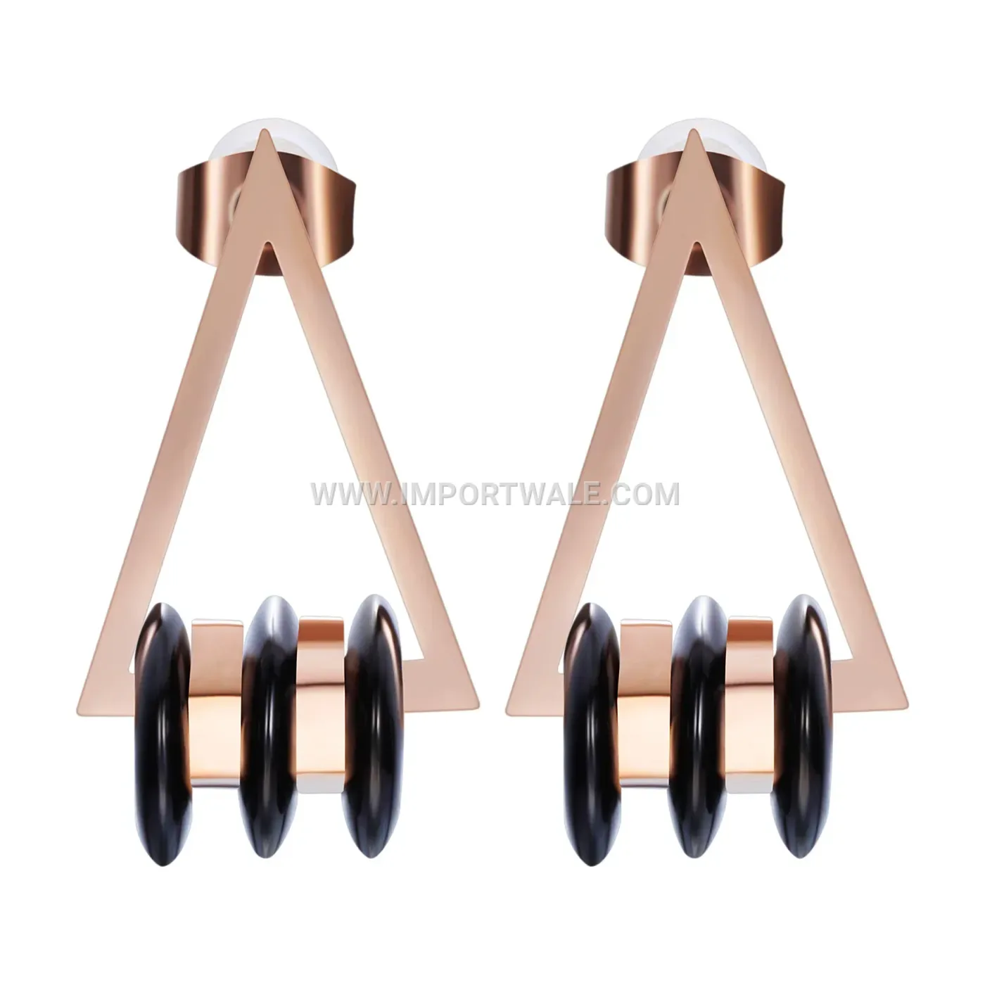 Geometric Triangular Ceramic Stainless Steel Drop Hoop Earrings