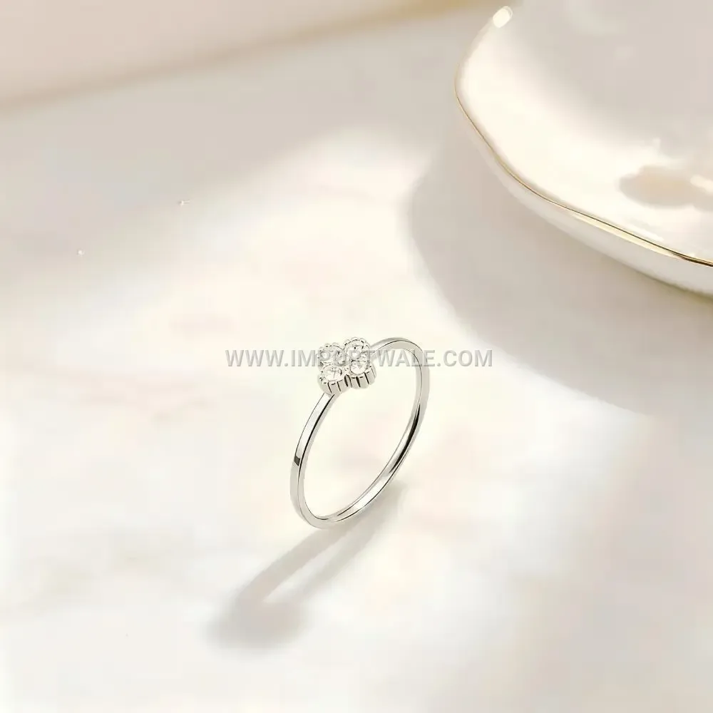 Floral Stainless Steel Zircon Engagement Ring