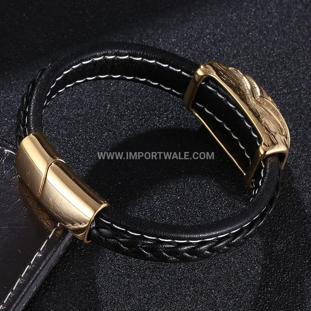 Gold Plated Stainless Steel Hematite Ceramic Adjustable Bracelet