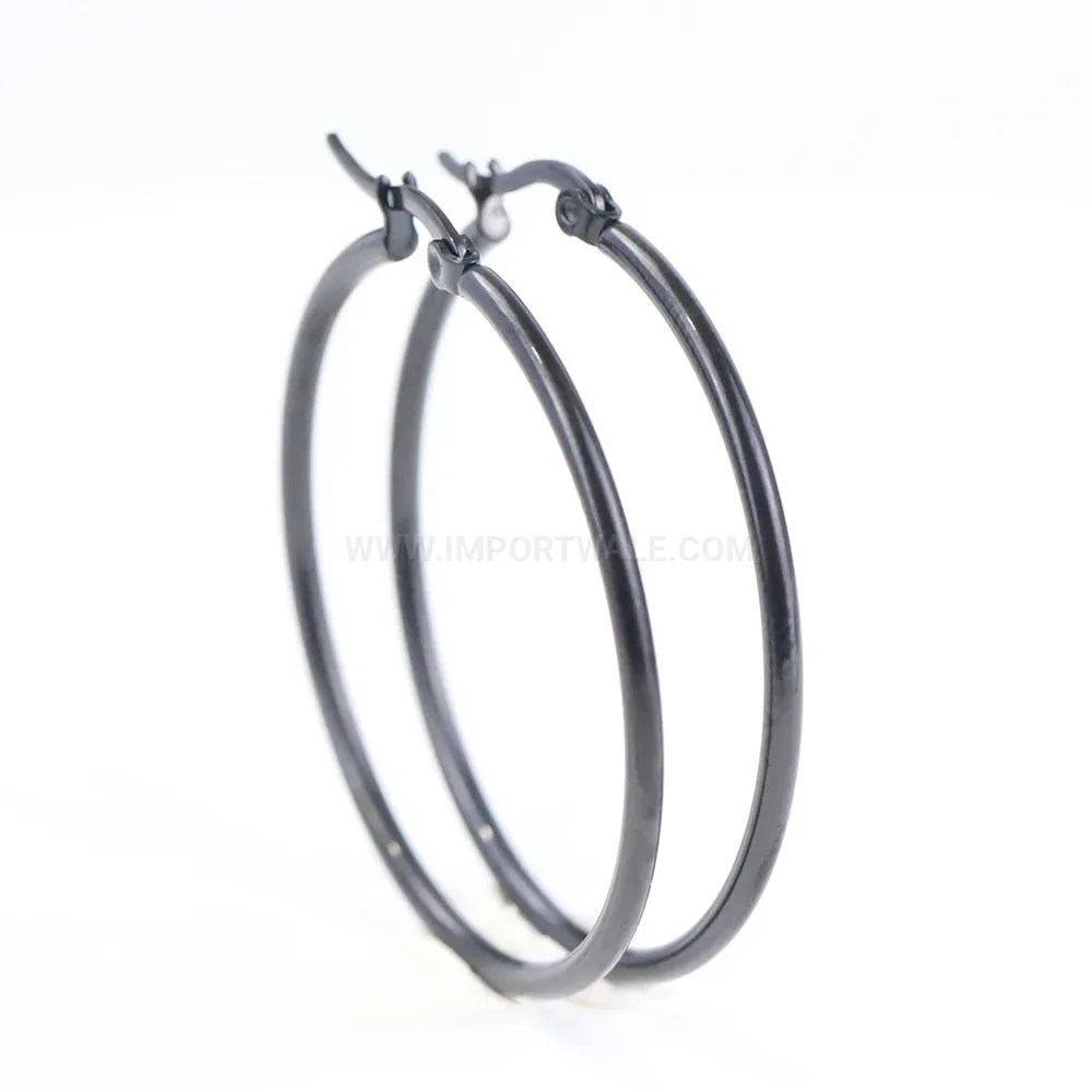 Designer Classic Polished Stainless Steel Large Hoop Earrings