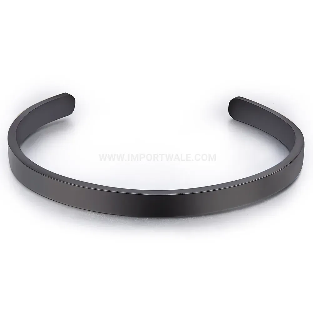 Designer Polished C-Shape Stainless Steel Open Cuff Bracelet