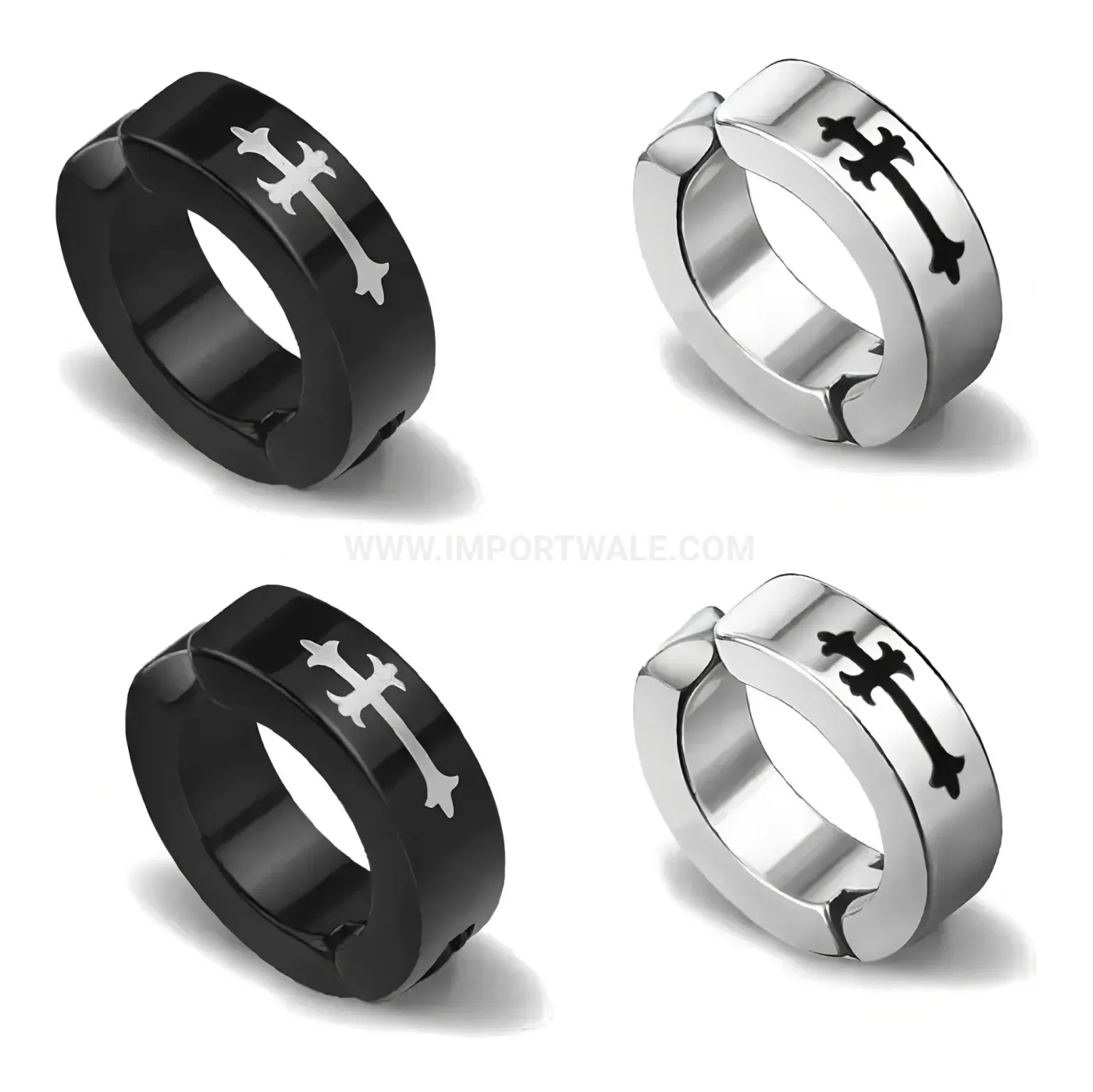 Fashion Magnetic Stainless Steel Zircon Stud Earrings Set