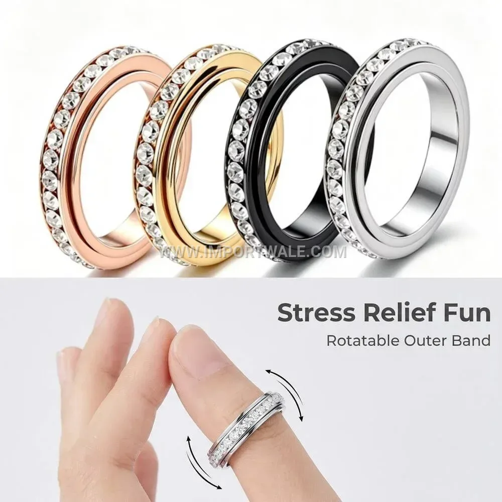 Rotating Stainless Steel Diamond Accent Band