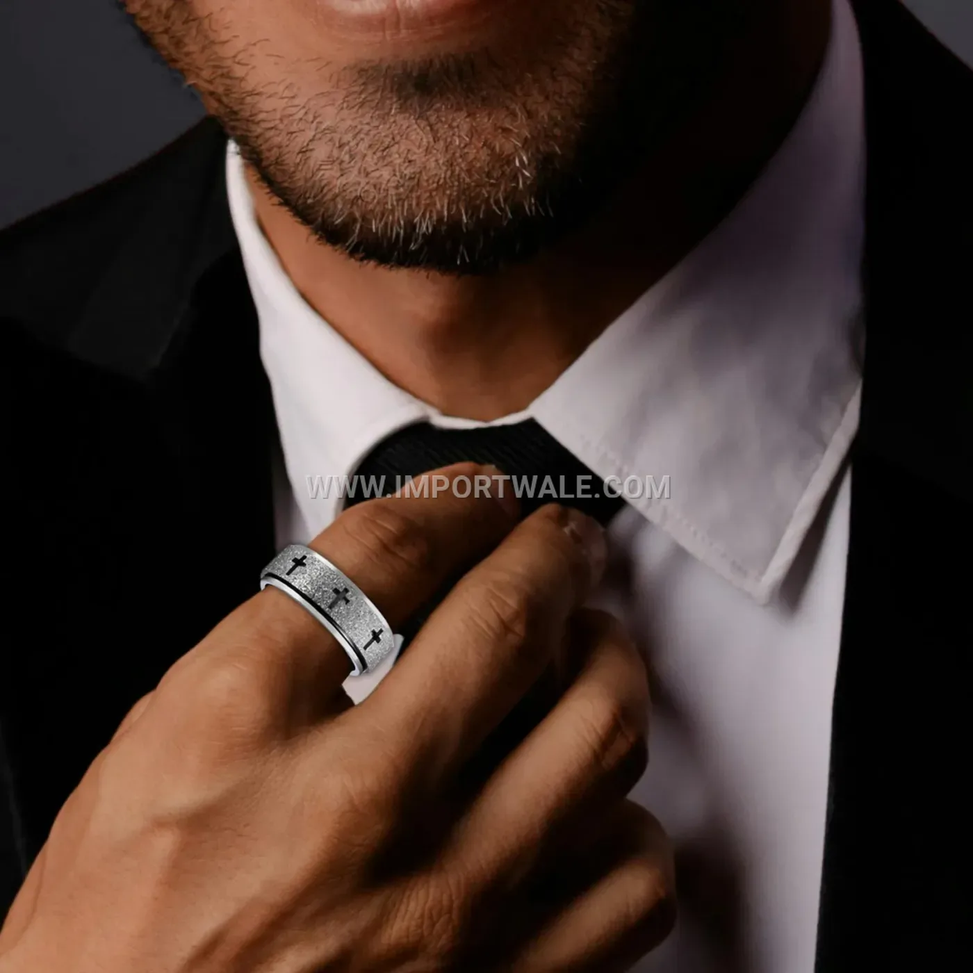 Spinning Christian Cross Stainless Steel Religious Band Ring