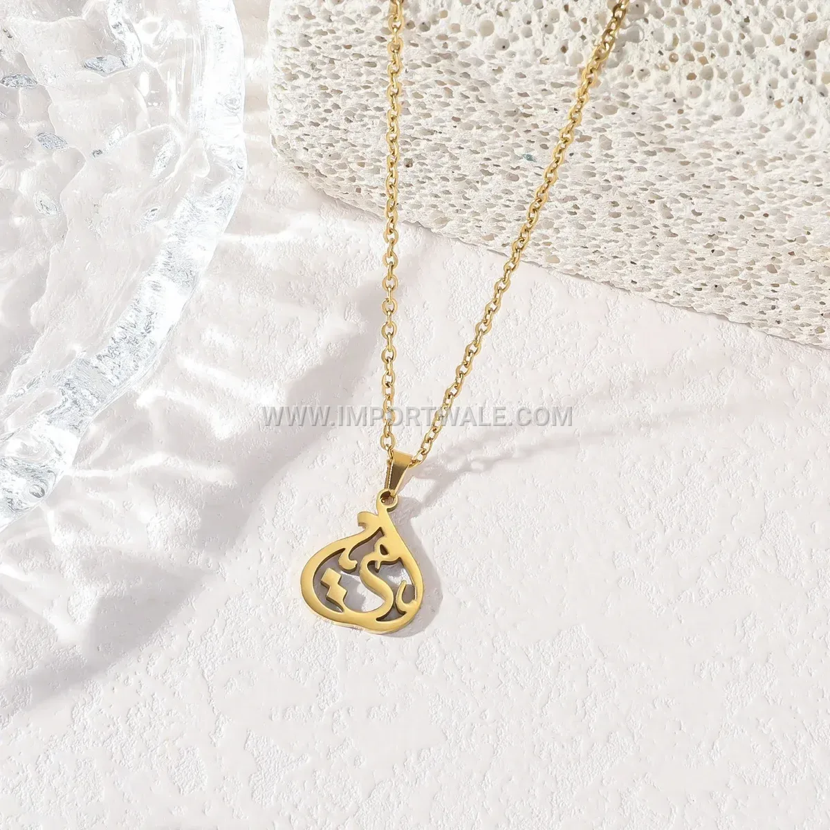 Stainless Steel Arabic Mama Calligraphy Pendant Clavicle Chain Necklace