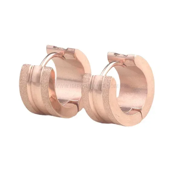 Premium Frosted Rose Gold Stainless Steel Huggie Hoop Earrings