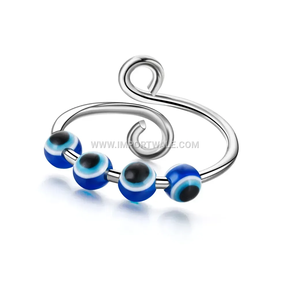 Adjustable Evil Eye Stainless Steel Spinner Ring