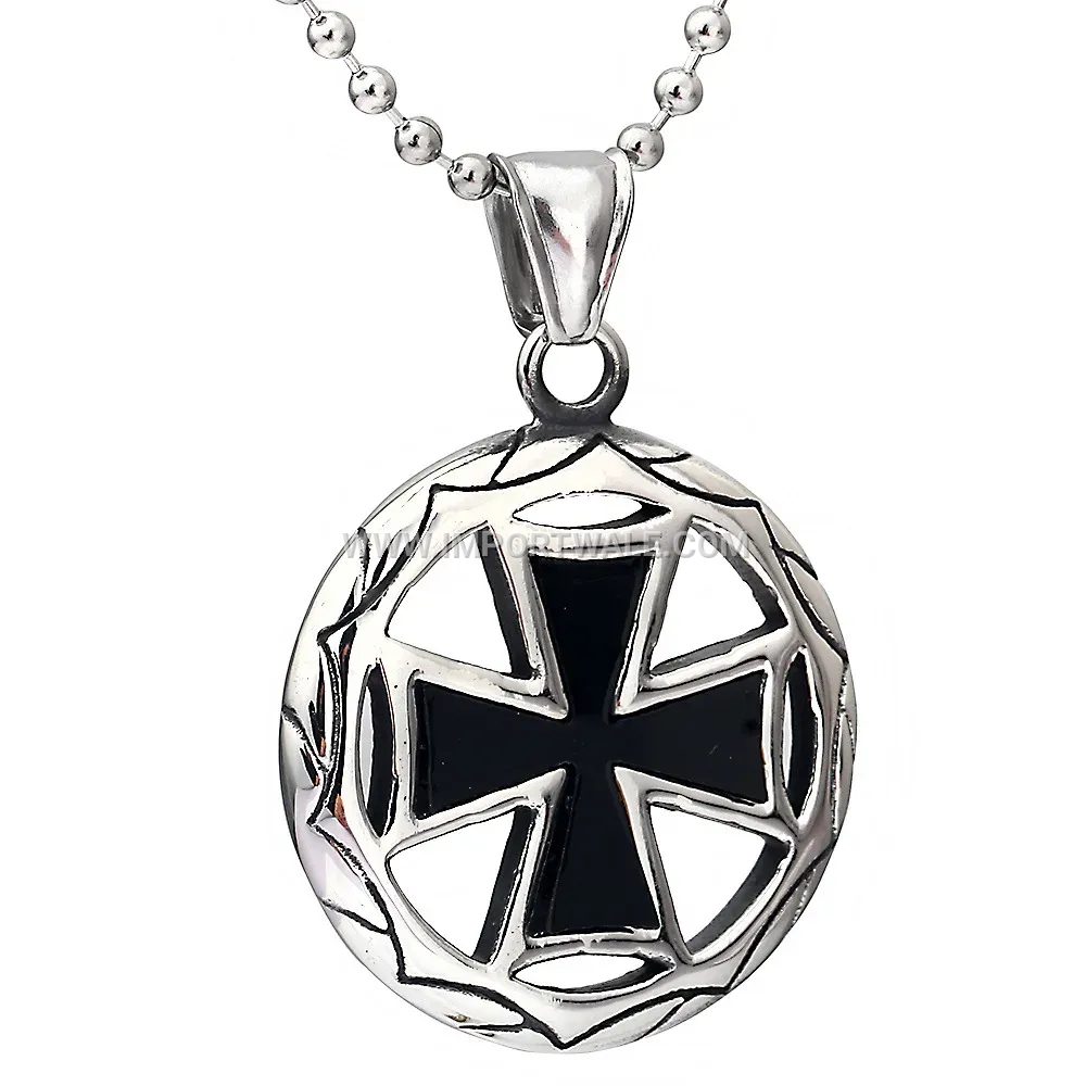 Cutout Cross Shield Titanium Steel Vintage Necklace