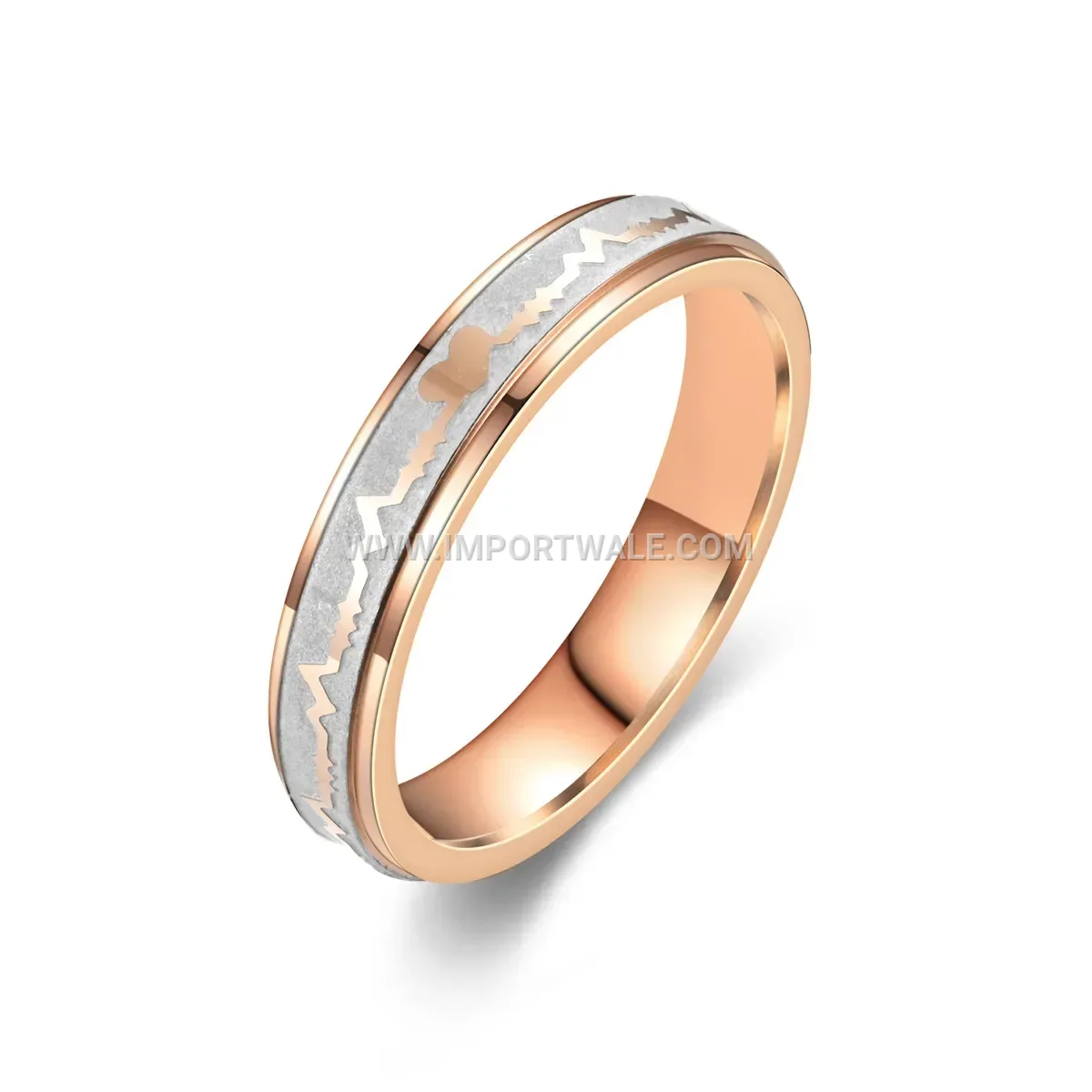 Etched Heartbeat Stainless Steel Band Ring