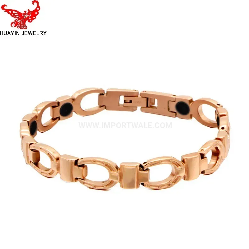 Trendy Men's Horseshoe Link Titanium Steel Bio Magnetic Bracelet