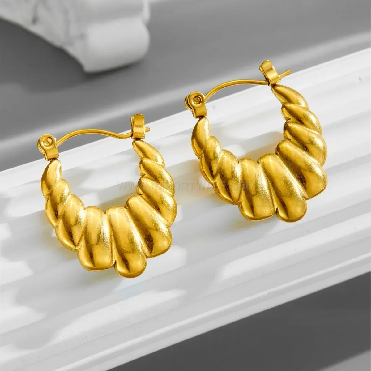 Irregular Geometric 18K Gold Plated Titanium Steel Earrings