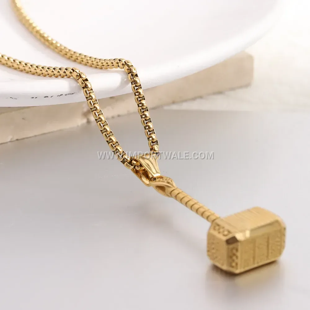 Men's Stainless Steel Thor Hammer Pendant Necklace