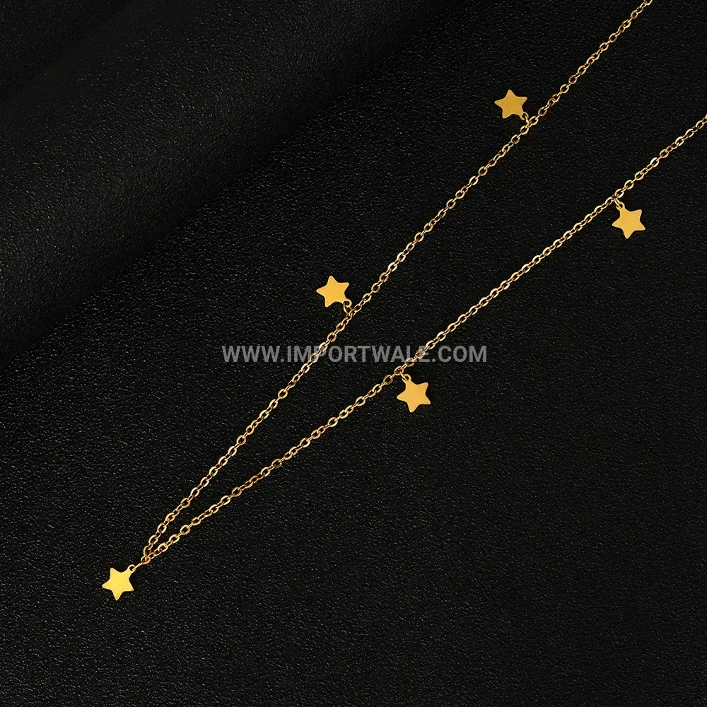 Gold Plated Stainless Steel Star Pendant Choker Necklace