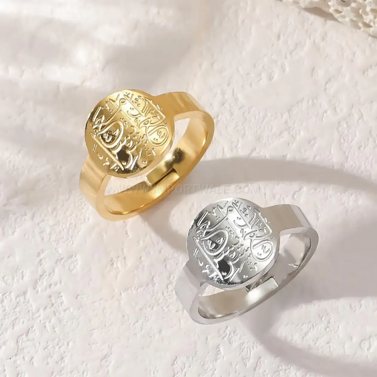 Fashion Stainless Steel Quran Scripture Arabic Calligraphy Islamic Ring