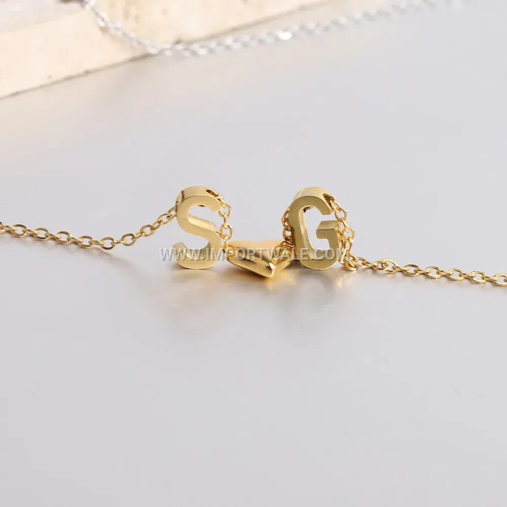 Customizable Stainless Steel Initial Letter Pendant Charm Necklace