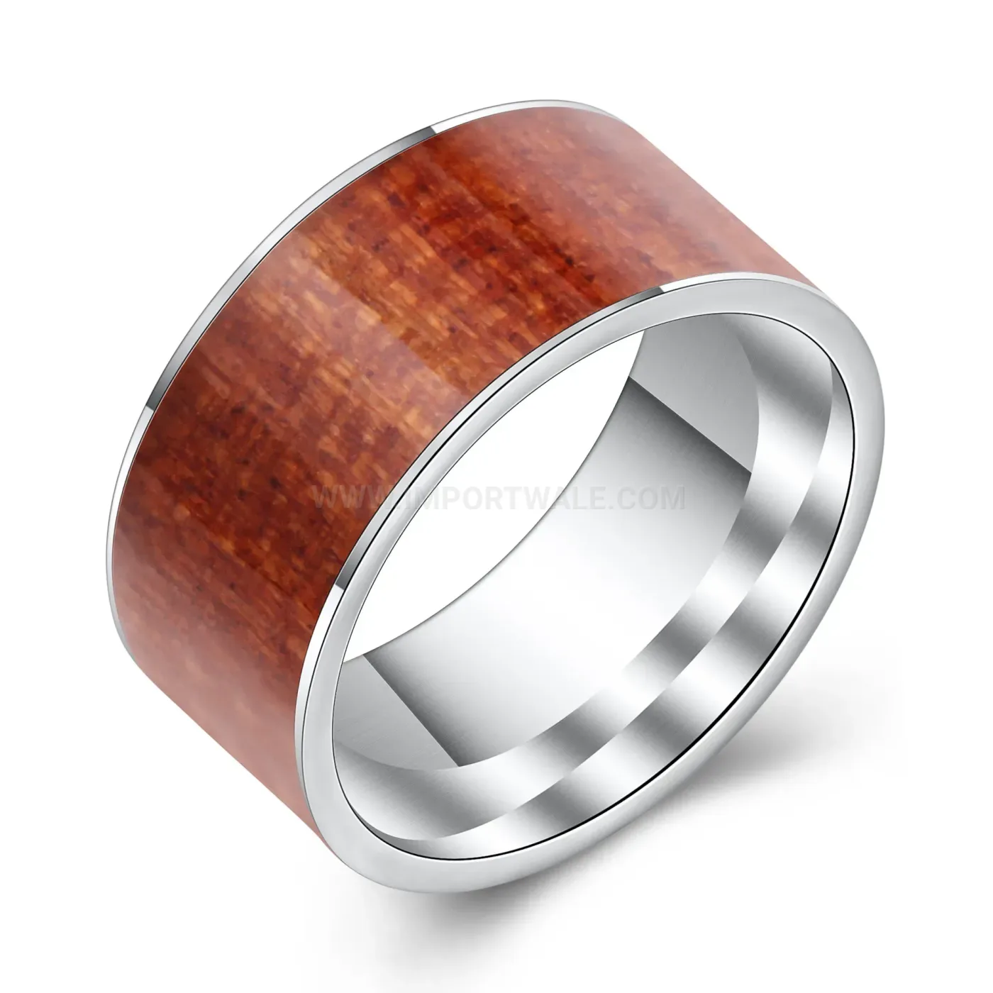 Classic Wood Grain Texture 8mm Stainless Steel Band Ring
