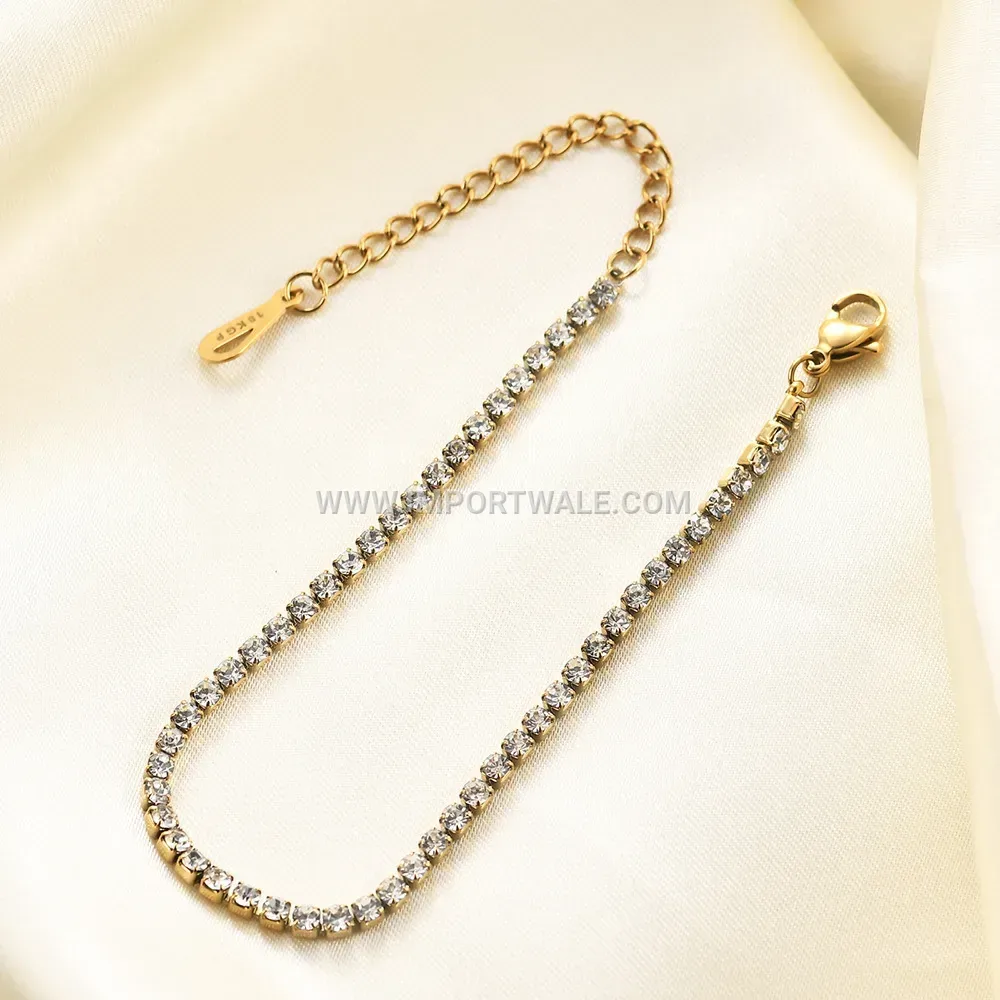 Single Row Cubic Zirconia Stainless Steel Tennis Bracelet