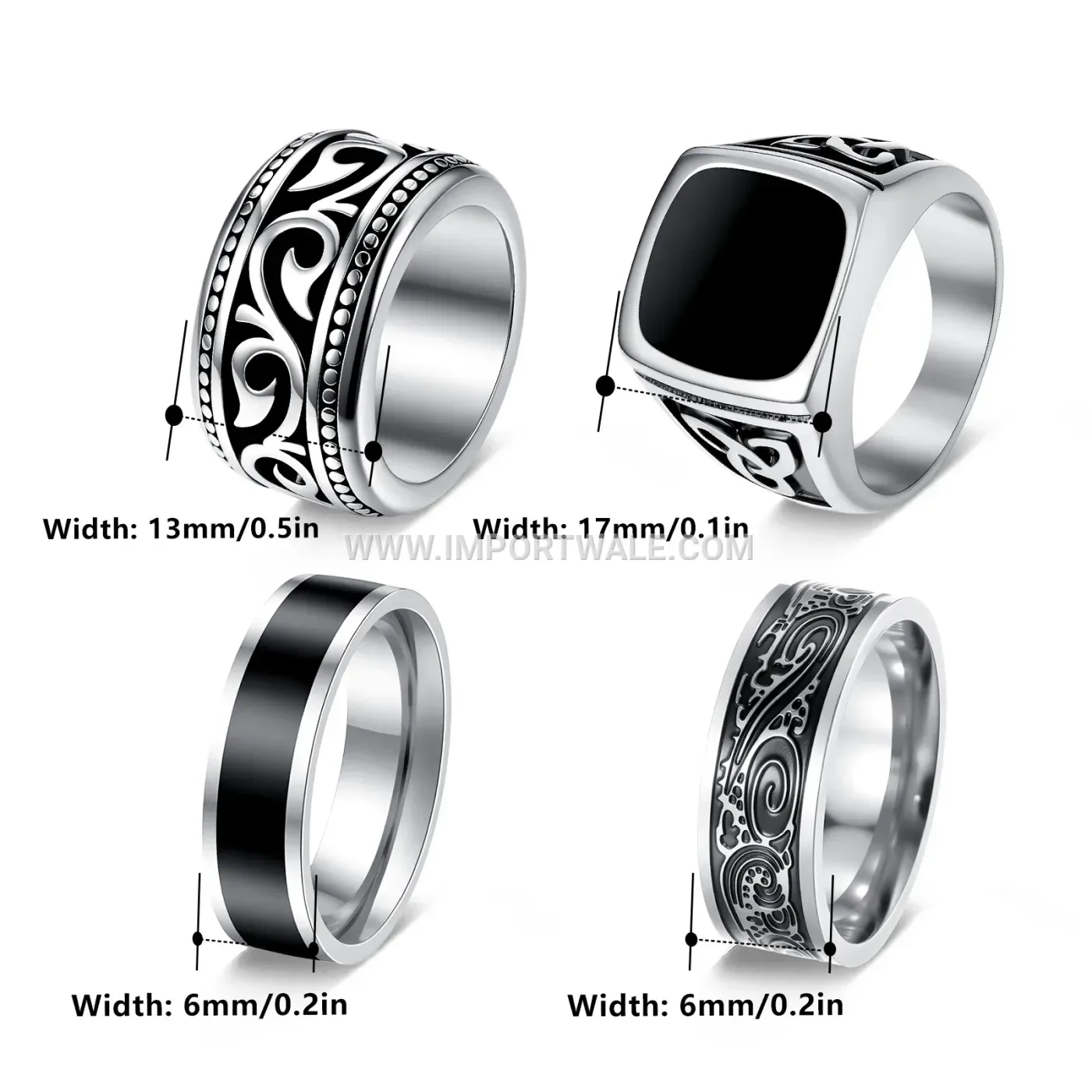 Trendy Stainless Steel Retro Geometric Ring Set