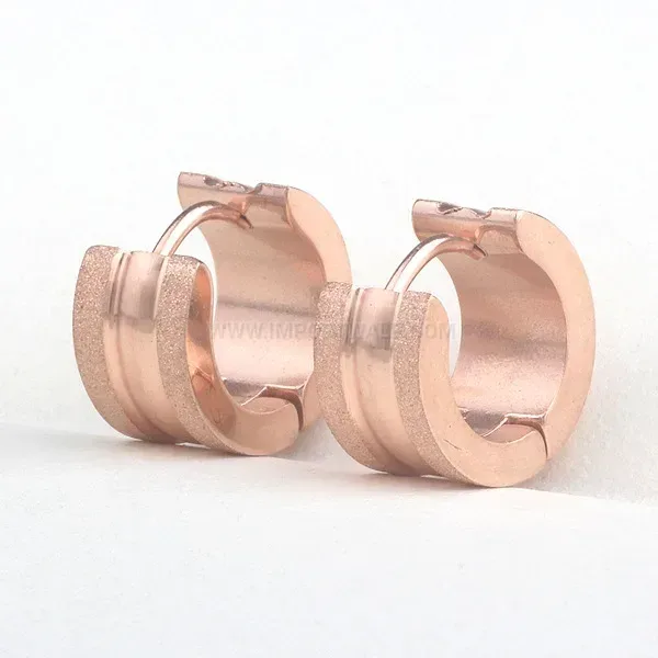 Premium Frosted Rose Gold Stainless Steel Huggie Hoop Earrings