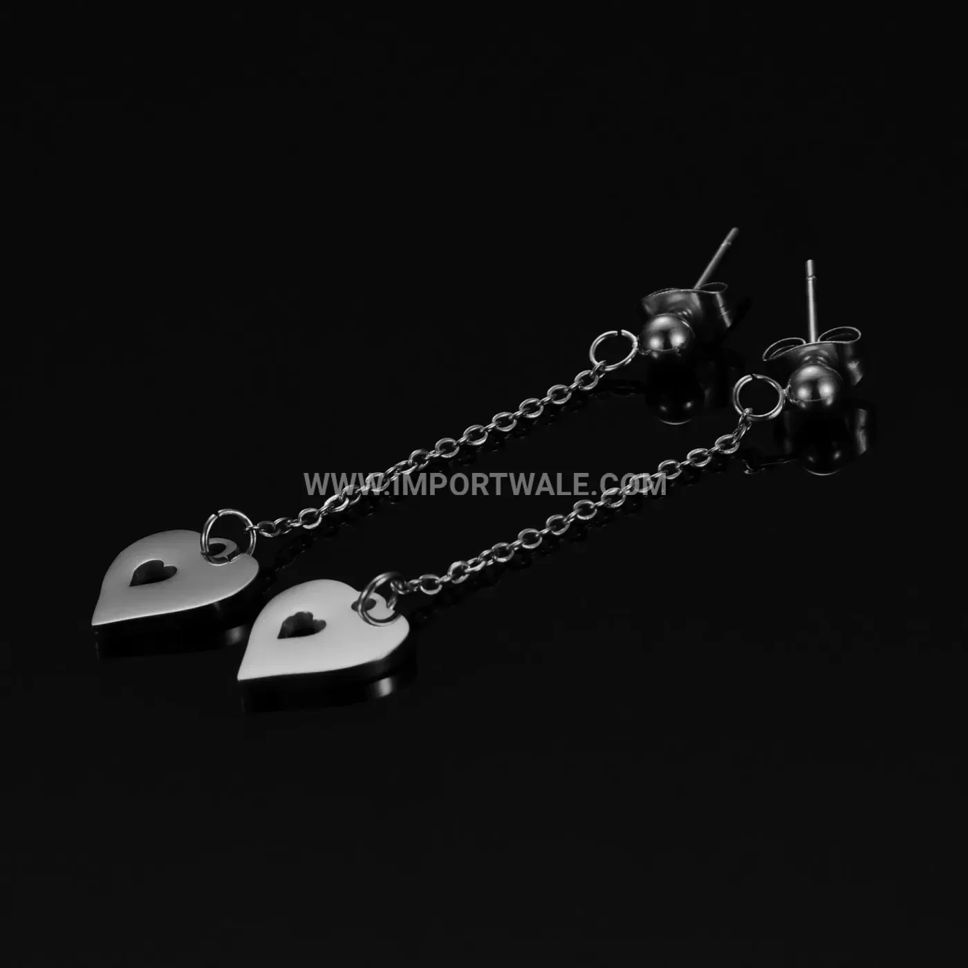 Minimalist Cutout Heart Stainless Steel Bar Drop Earrings