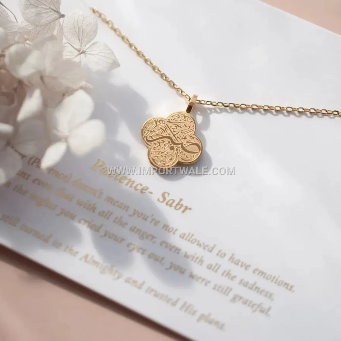 Stainless Steel Four-Leaf Clover Faith Inscribed Pendant Jewelry